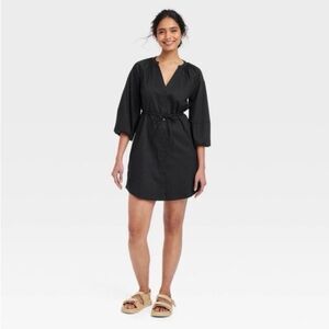 A New Day | Target Balloon 3/4 Sleeve V-Neck Black Mini Dress - Sz Large